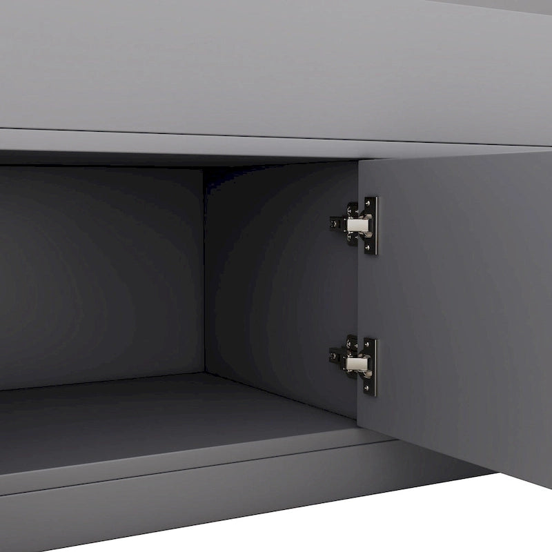 Gray Twin Size Captain Platform Bed with Four Drawers, Storage Bookcases and Shelves