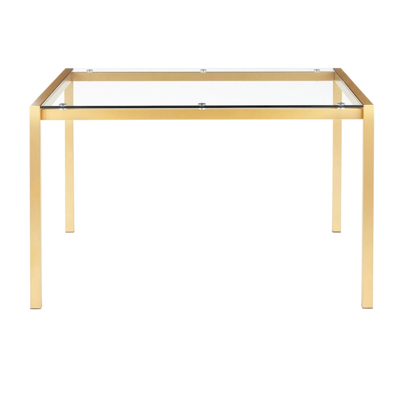 Fuji Contemporary-Glam Gold Dining Table - N/A