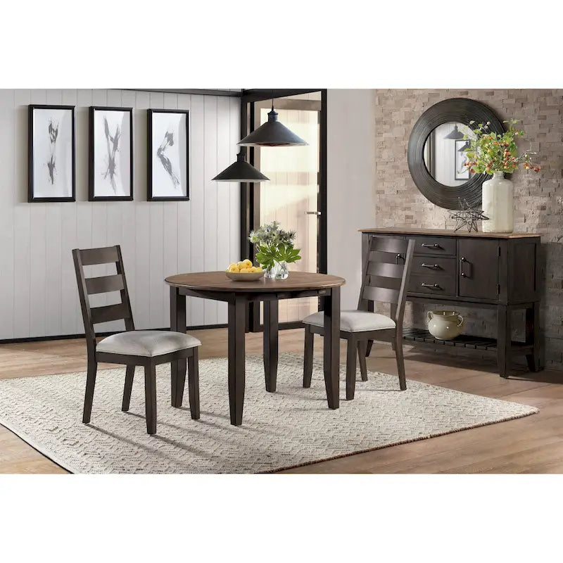 Beacon Black and Walnut Round Drop Leaf