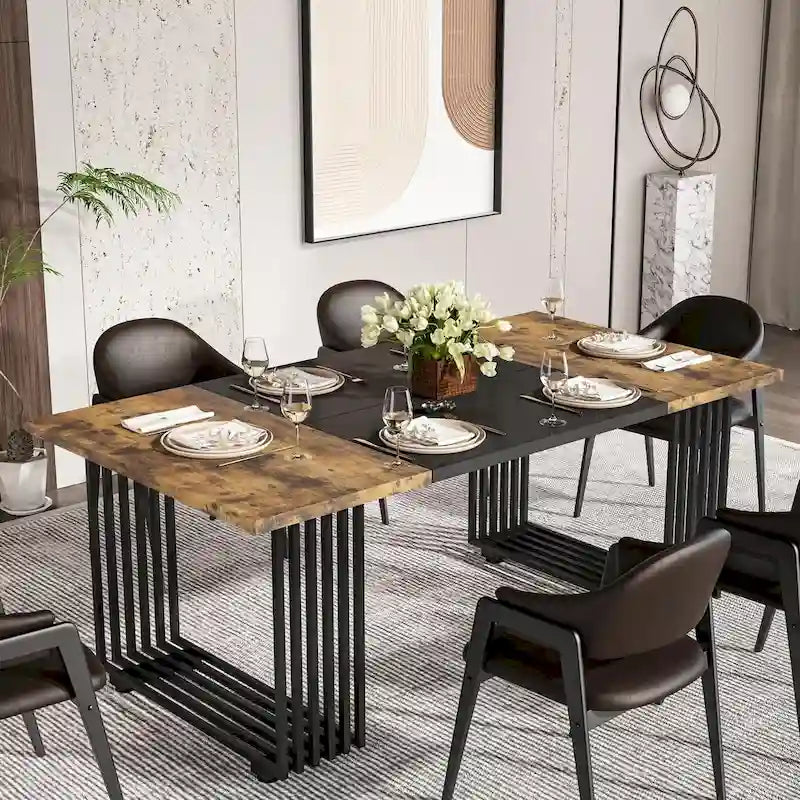 Modern Dining Table for 6-8 People, 70.8 Inch Long White Dining Room