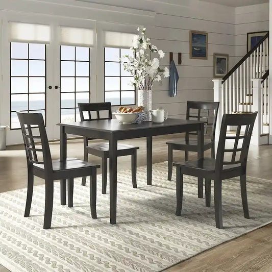 Wilmington II 48-Inch Rectangular Antique Black 5-Piece Dining Set by iNSPIRE Q Classic