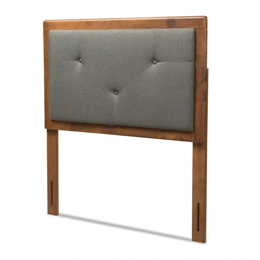 Abner Modern and Contemporary Fabric and Wood Headboard Dark Grey