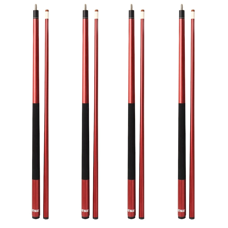 GSE Set of 4 Matte Fiberglass Graphite Composite Billiard Pool Cue Sticks. 58 2-Piece Pool Cue Set for House or Commercial Use