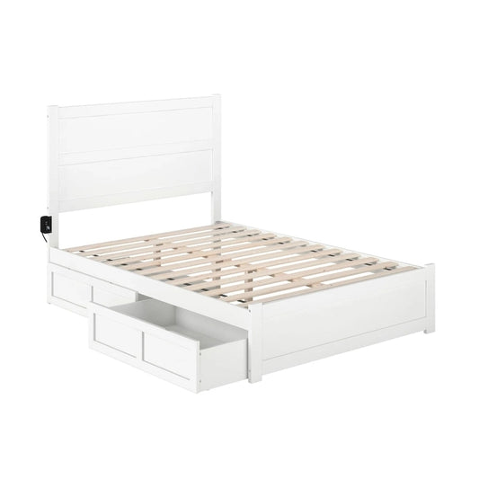 NoHo Full Bed with Footboard and 2 Drawers in White