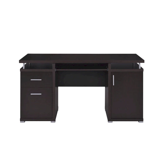 Luxurious Computer Desk with 2 Drawers and Cabinet, Brown