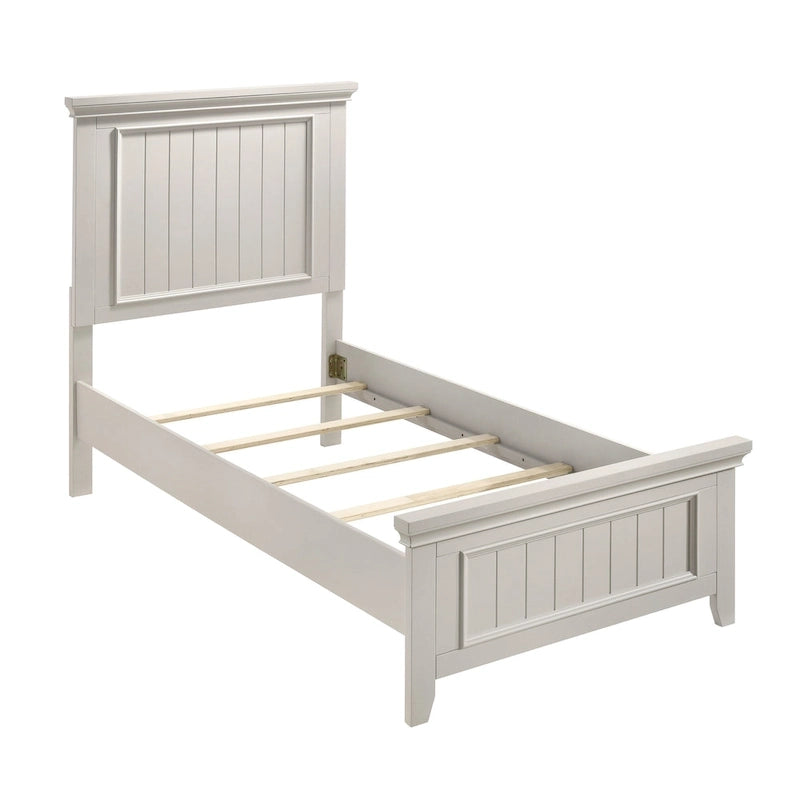 White Finish 4pc Bedroom Set Bed Nightstand Dresser Mirror