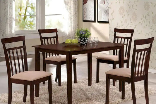5 Piece Dining Set in Espresso and Beige Finish
