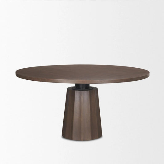 Swanson 60 Dark Brown Wood Round Pedestal Dining Table - 60.0L x 60.0W x 30.0H