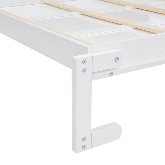 Queen Size Murphy Wall Storage Shelves,Hide Away Bed Frame Easily Folds into Wood Cabinet,W/Mattress Holder