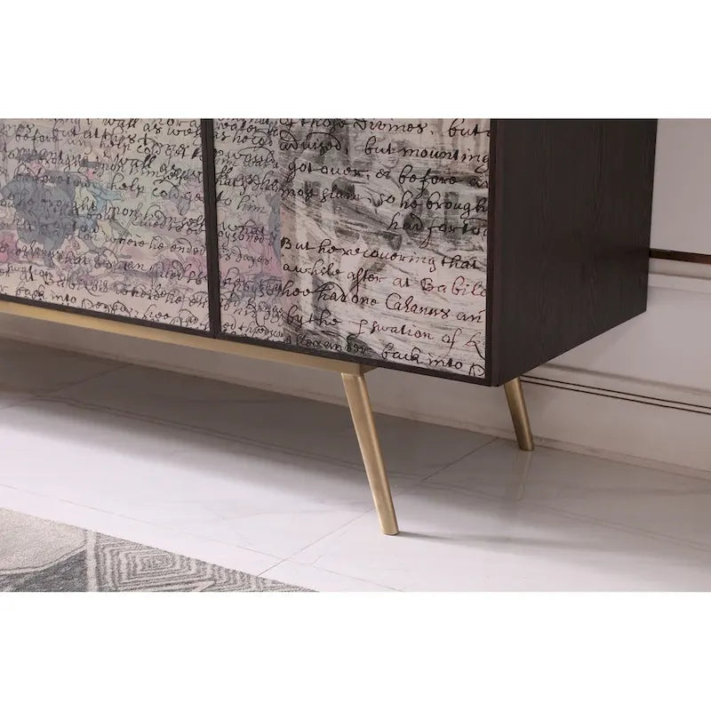 Modrest Phelan Modern Smoked Ash & Brass Buffet