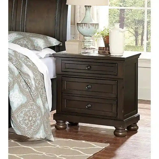 Grayish Brown 3pc Bedroom Set Platform Storage Bed and Two Nightstands