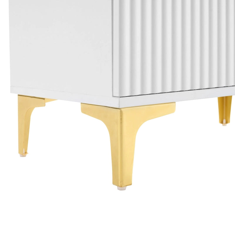 4-in-1 Hall Tree with Cushion, Coat Rack with 8 Gold Hooks and Legs, Entryway Bench with Adjustable Shelves & Fluted Doors