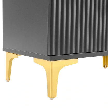 4-in-1 Hall Tree with Cushion, Coat Rack with 8 Gold Hooks and Legs, Entryway Bench with Adjustable Shelves & Fluted Doors