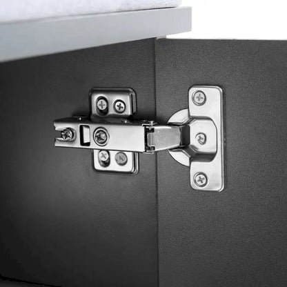 4-in-1 Hall Tree with Cushion, Coat Rack with 8 Gold Hooks and Legs, Entryway Bench with Adjustable Shelves & Fluted Doors