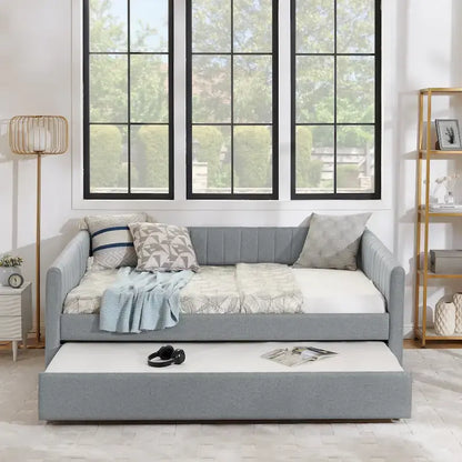 Full Size Daybed with Trundle Upholstered Sofa Bed