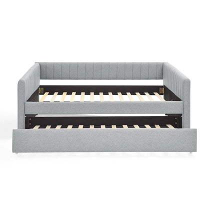 Full Size Daybed with Trundle Upholstered Sofa Bed