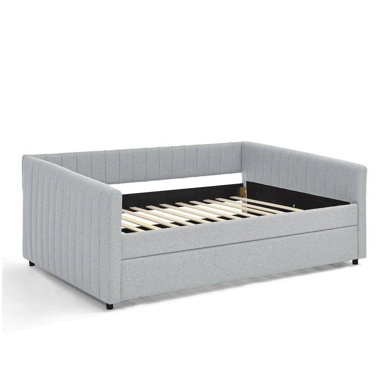 Full Size Daybed with Trundle Upholstered Sofa Bed