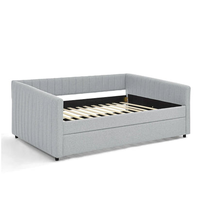 Full Size Daybed with Trundle Upholstered Sofa Bed