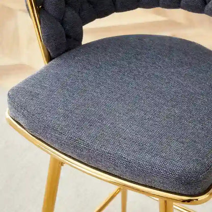 A Set of 4 Rotating Bar Stools, Equipped with Breathable Linen Cushions - Suitable for The Height of The Kitchen Island