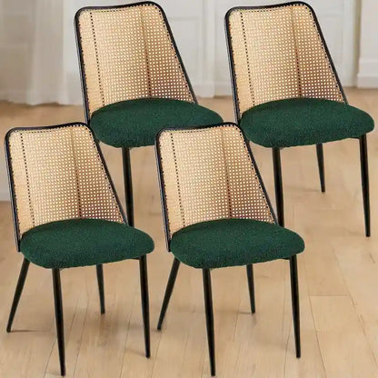 Dining Chairs Set of 4,Boucle Chairs with Natural Cane Back