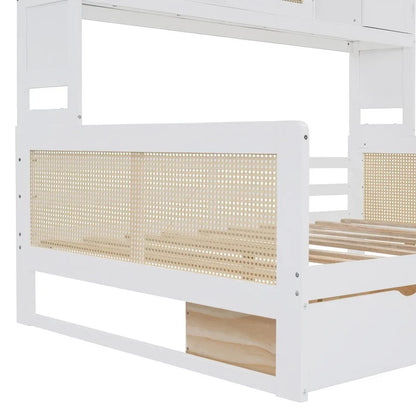 Modern Full Size Wood Daybed Storage Platform Bed Frame with All-in-One Cabinet, 2 Drawers and Shelf