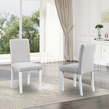 Dining Chairs Set of 2, Modern Kitchen & Dining Room Chairs, Upholstered Linen Cushion Seat and Rubber Wood Legs