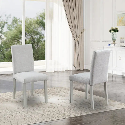 Dining Chairs Set of 2, Modern Kitchen & Dining Room Chairs, Upholstered Linen Cushion Seat and Rubber Wood Legs