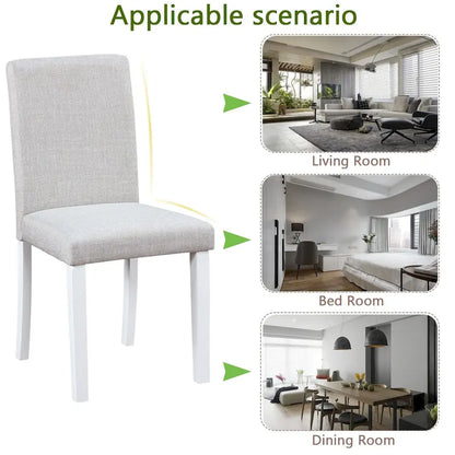 Dining Chairs Set of 2, Modern Kitchen & Dining Room Chairs, Upholstered Linen Cushion Seat and Rubber Wood Legs