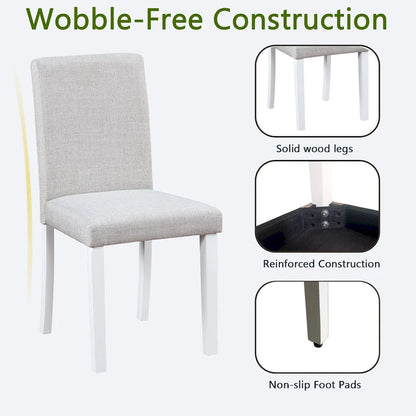 Dining Chairs Set of 2, Modern Kitchen & Dining Room Chairs, Upholstered Linen Cushion Seat and Rubber Wood Legs