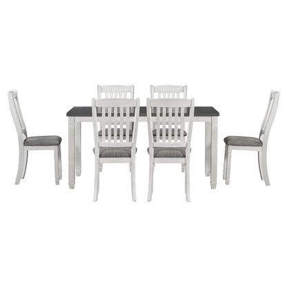 7-Piece Rustic Farmhouse Dining Table and Chair Sets Simple Dining Table and Chair Sets with Shaped Legs for Open-Concept Spaces