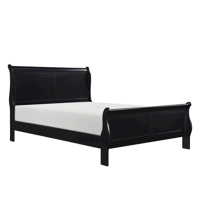 Fy Four Piece Queen Size Bedroom Set, Antique Nickel Metal Handles, Black