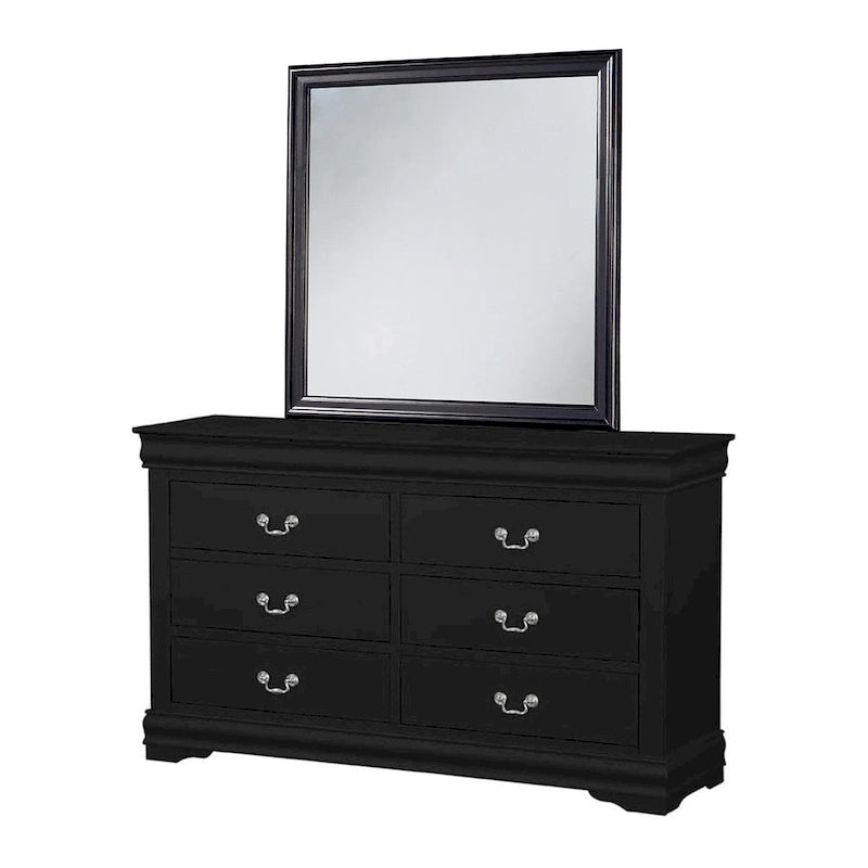 Fy Four Piece Queen Size Bedroom Set, Antique Nickel Metal Handles, Black