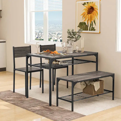 Costway Dining Table Set for 4 Rectangular Table with 2 Chairs, 1