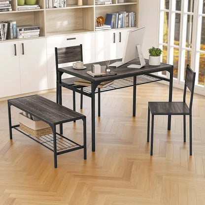 Costway Dining Table Set for 4 Rectangular Table with 2 Chairs, 1