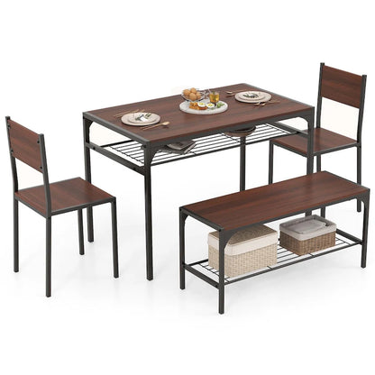 Costway Dining Table Set for 4 Rectangular Table with 2 Chairs, 1