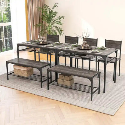 Costway Dining Table Set for 4 Rectangular Table with 2 Chairs, 1