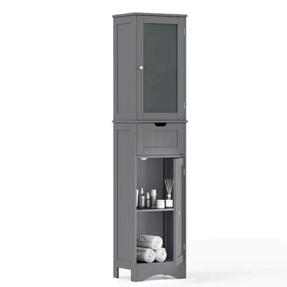 Costway Bathroom Tall Cabinet Freestanding Linen Tower with Doors & - See Details