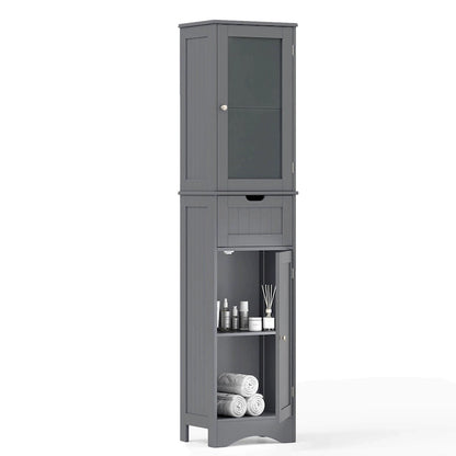 Costway Bathroom Tall Cabinet Freestanding Linen Tower with Doors & - See Details