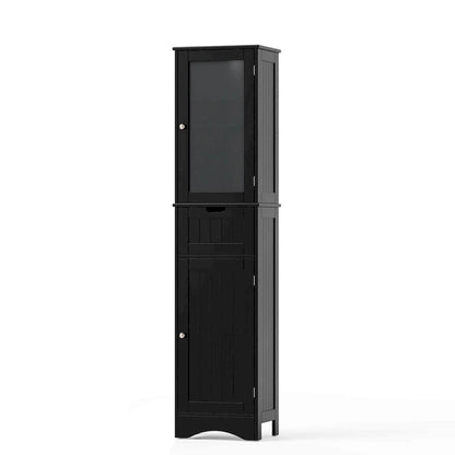 Costway Bathroom Tall Cabinet Freestanding Linen Tower with Doors & - See Details
