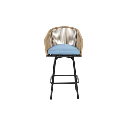 Outdoor Patio Bar Stools Set of 4 with Armrests, All Weather Rattan Bar Chairs with Backrest for Backyard, Garden, Pool, Balcony