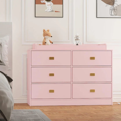 Dresser for Bedroom with 6 Drawers, Changing Table Dresser