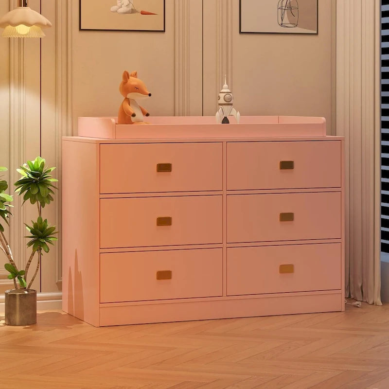 Dresser for Bedroom with 6 Drawers, Changing Table Dresser