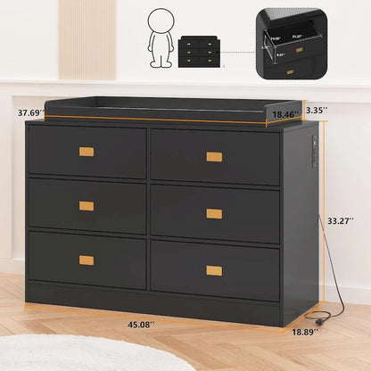 Dresser for Bedroom with 6 Drawers, Changing Table Dresser