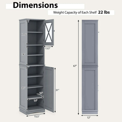Costway 67 Tall Bathroom Cabinet Freestanding Storage Cabinet with 5 - See Details
