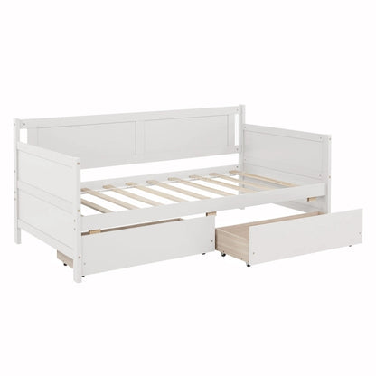 Twin Size Daybed Pine Wood Sofa Bed Frame with 2 Storage Drawers