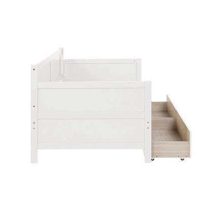 Twin Size Daybed Pine Wood Sofa Bed Frame with 2 Storage Drawers