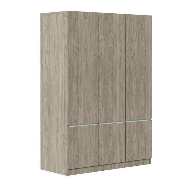 Freestanding Armoire Wardrobe Bedroom Clothing Storage Cabinet with Clothes Rail 6-Door Wooden Wardrobe Closet