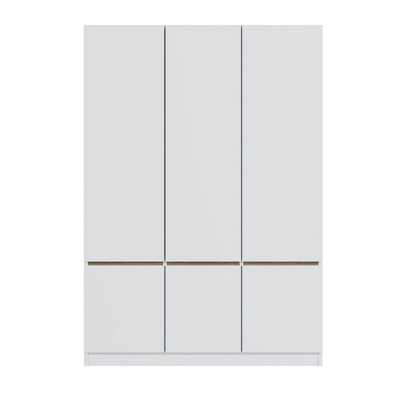 Freestanding Armoire Wardrobe Bedroom Clothing Storage Cabinet with Clothes Rail 6-Door Wooden Wardrobe Closet