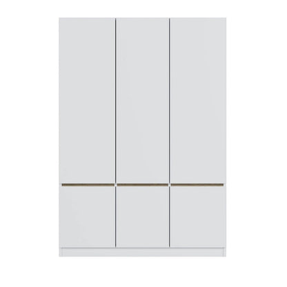 Freestanding Armoire Wardrobe Bedroom Clothing Storage Cabinet with Clothes Rail 6-Door Wooden Wardrobe Closet