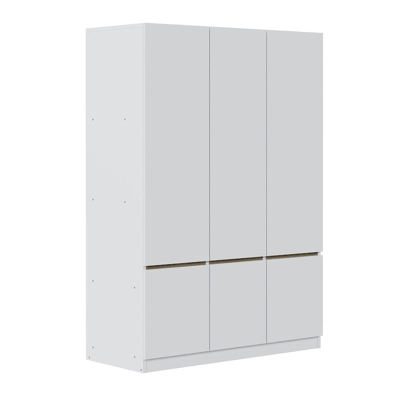 Freestanding Armoire Wardrobe Bedroom Clothing Storage Cabinet with Clothes Rail 6-Door Wooden Wardrobe Closet